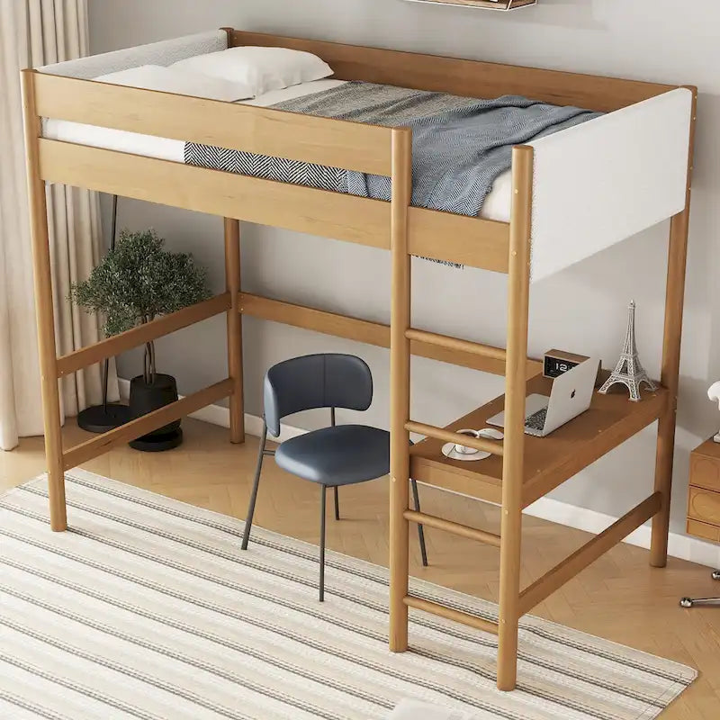 Twin Size Loft Bed with Desk