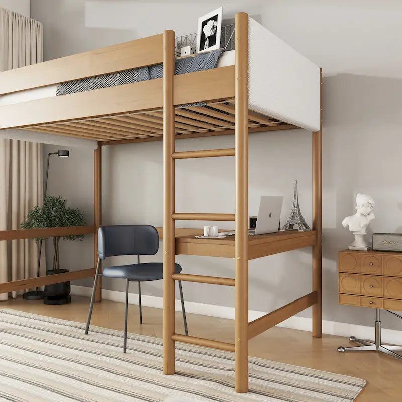Twin Size Loft Bed with Desk