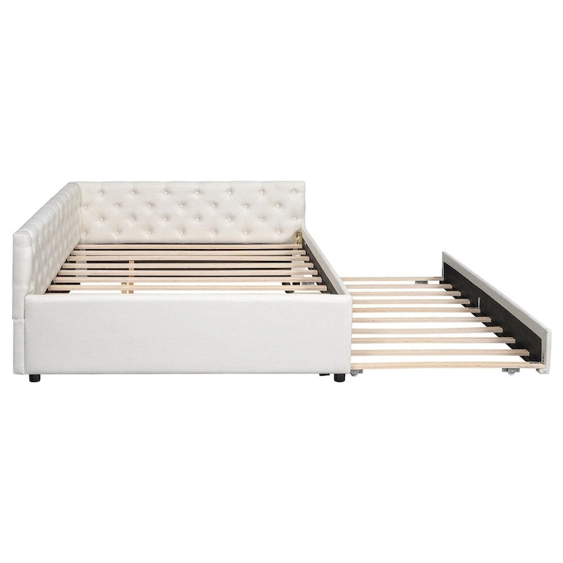 Full XL Size Upholstered Tufted Button Platform Bed