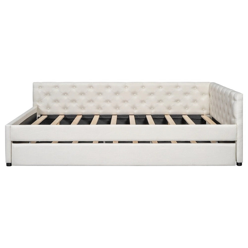 Full XL Size Upholstered Tufted Button Platform Bed