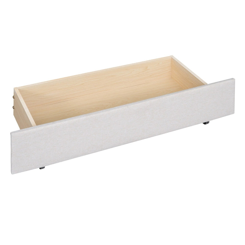Brick Pattern Headboard Bed Frame Linen Fabric Upholstered Platform Bed, Wood Panel Bed wTrundle Bed & 2 Drawers,Low Profile Bed