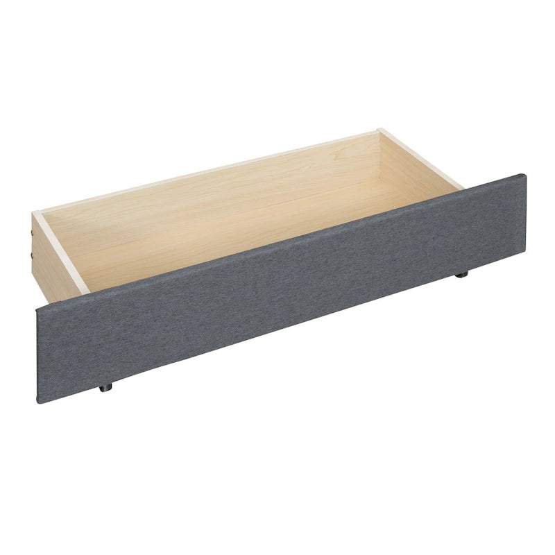 Brick Pattern Headboard Bed Frame Linen Fabric Upholstered Platform Bed, Wood Panel Bed wTrundle Bed & 2 Drawers,Low Profile Bed