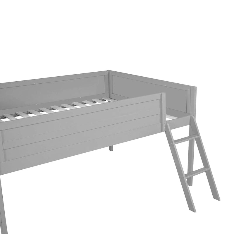 Lit mezzanine de jeu en bois pleine grandeur avec bureau à LED et rangement (capacité de 181 kg)