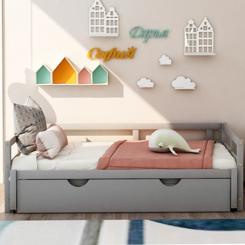Grey Twin Pine Daybed with Trundle