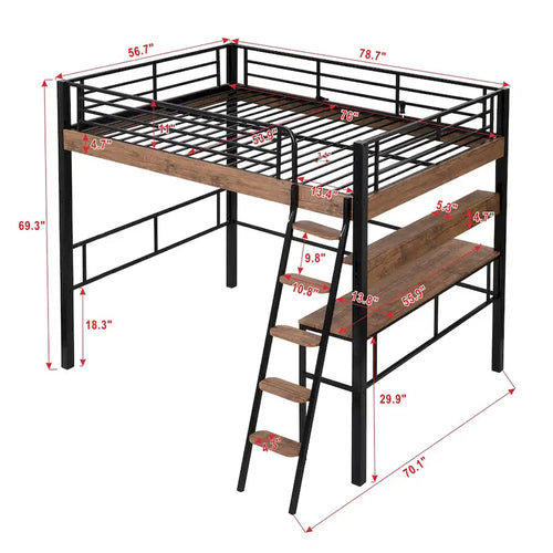 Full Metal Loft Bed with Desk