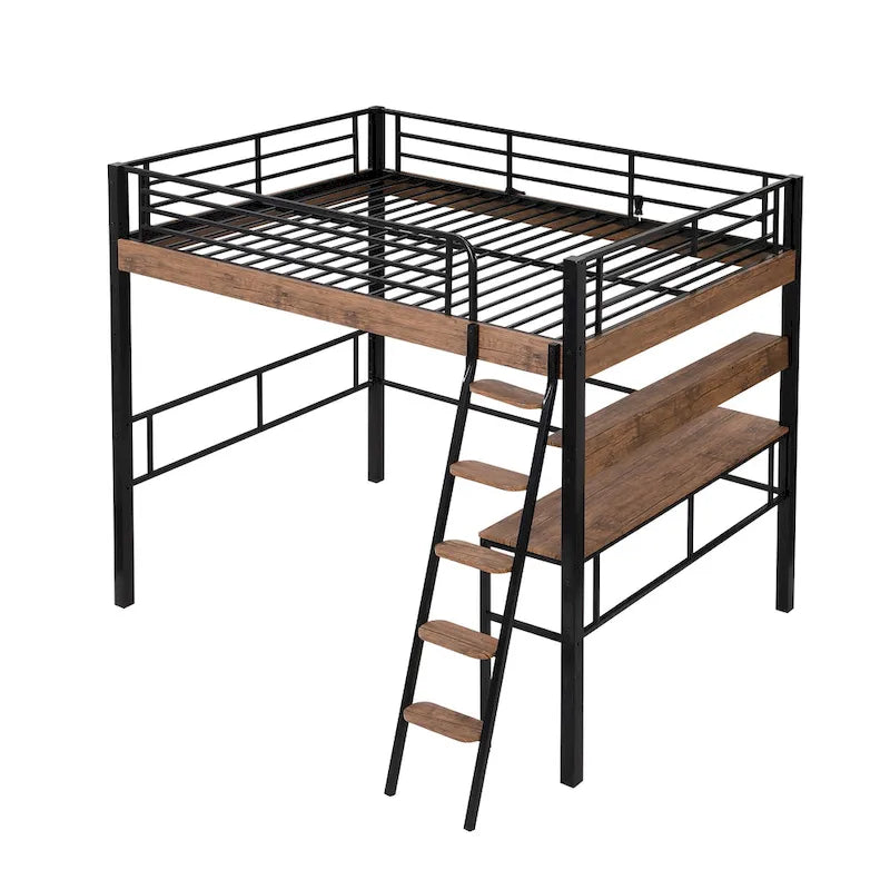 Full Metal Loft Bed with Desk