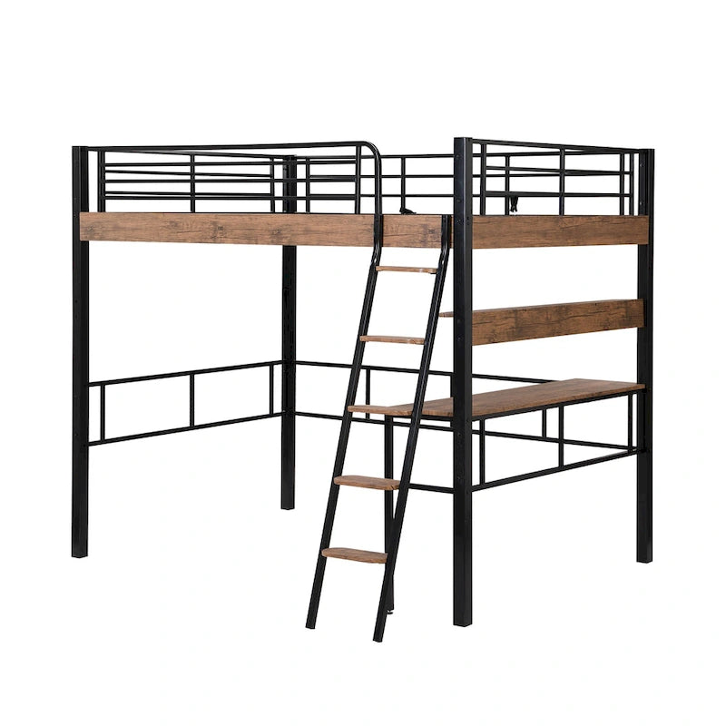 Full Metal Loft Bed with Desk