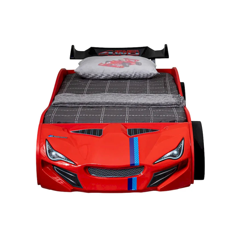 Modern Race Car-Shaped Twin Bed with Trundle