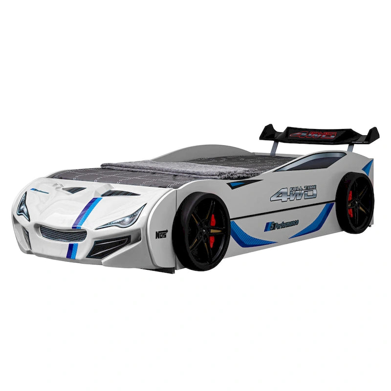 Lit double moderne en forme de voiture de course avec lit gigogne