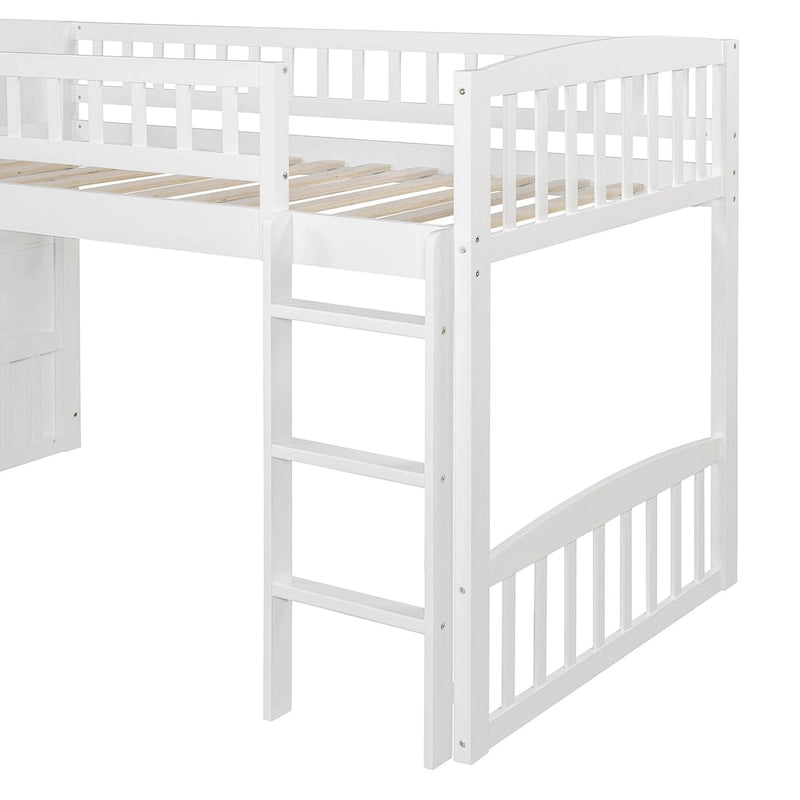 Stairway Twin Size Loft Bed with Slide and Two Drawers