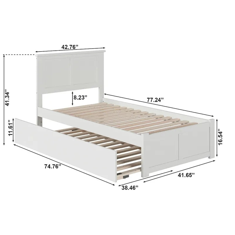 Platform Bed with Footboard and Twin Trundle