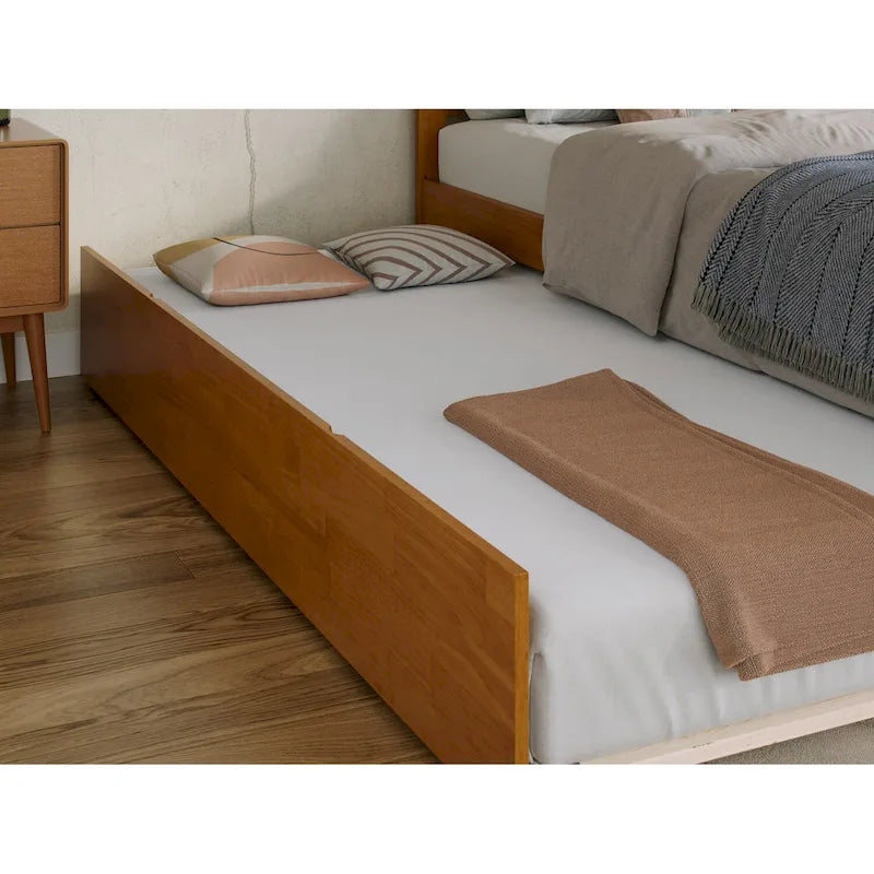 Platform Bed with Footboard and Twin Trundle