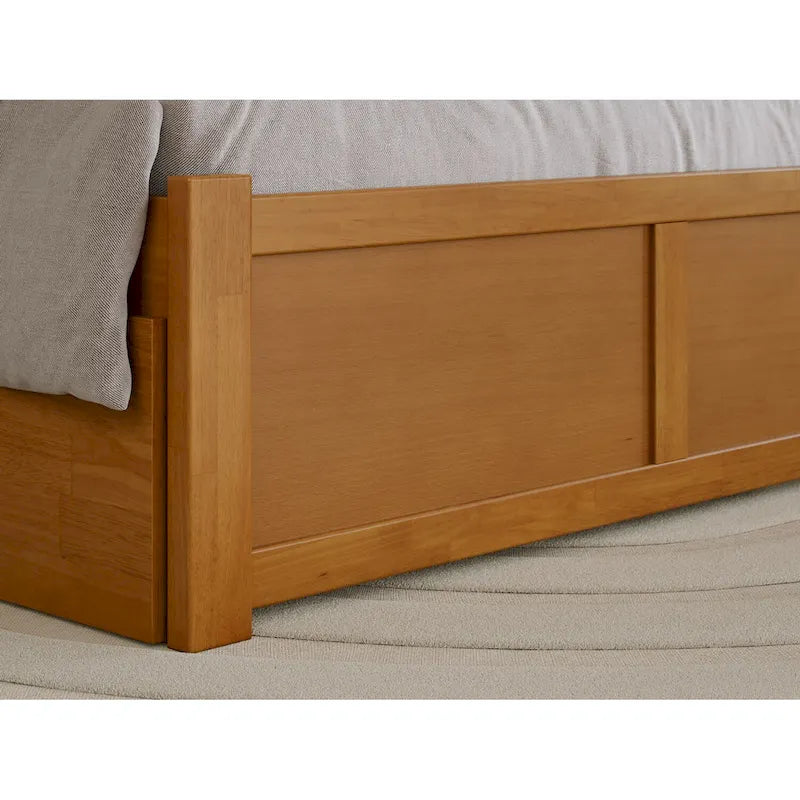 Platform Bed with Footboard and Twin Trundle