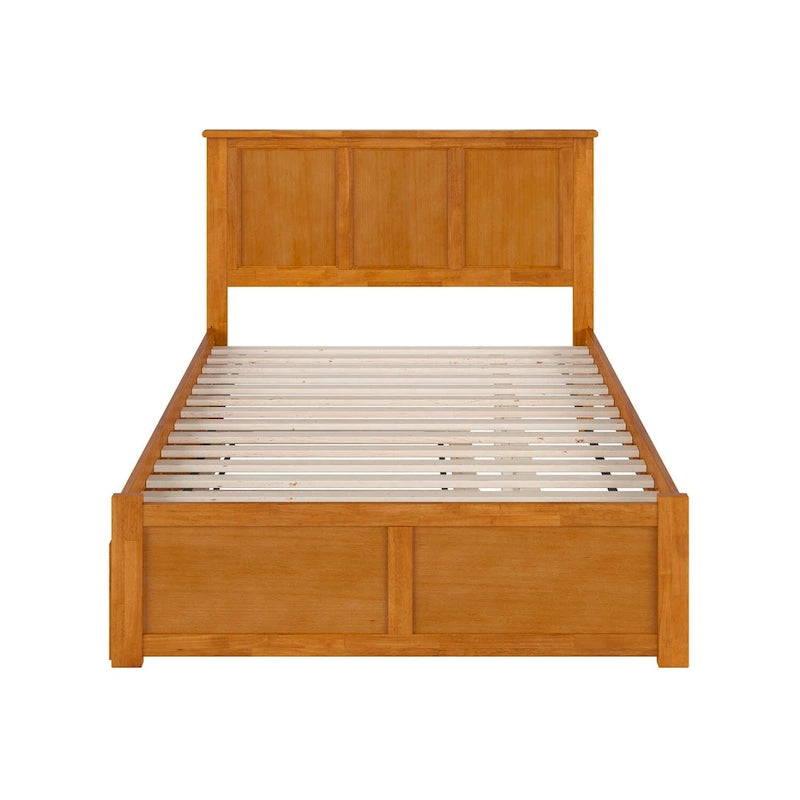 Platform Bed with Footboard and Twin Trundle