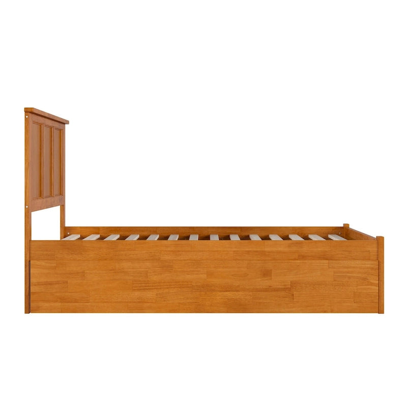 Platform Bed with Footboard and Twin Trundle