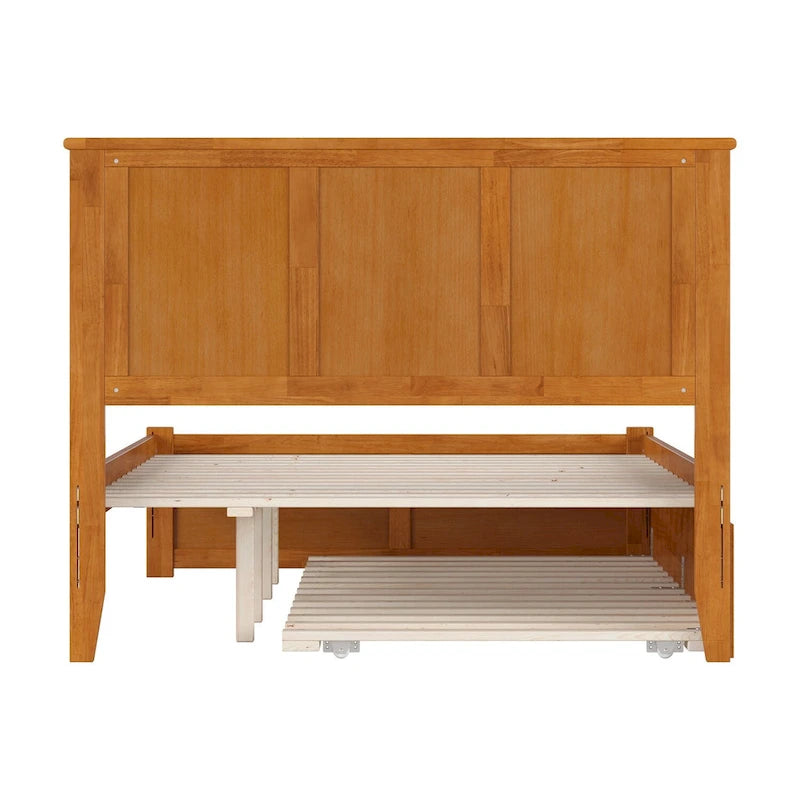 Platform Bed with Footboard and Twin Trundle