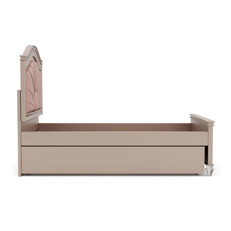 Glam Wood LED Light Youth Panel Bed with Trundle