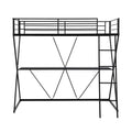 Twin Size Loft Bed with Desk, Ladder and Full-Length Guardrails, X-Shaped Frame, Black