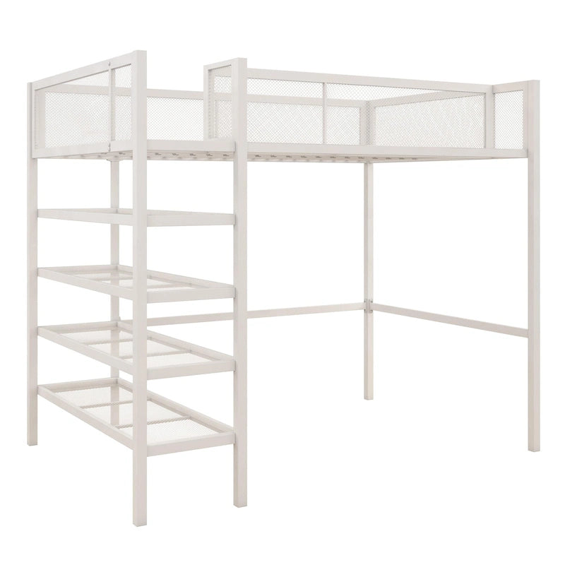 Metal Twin Storage Loft Bed with Bookcase
