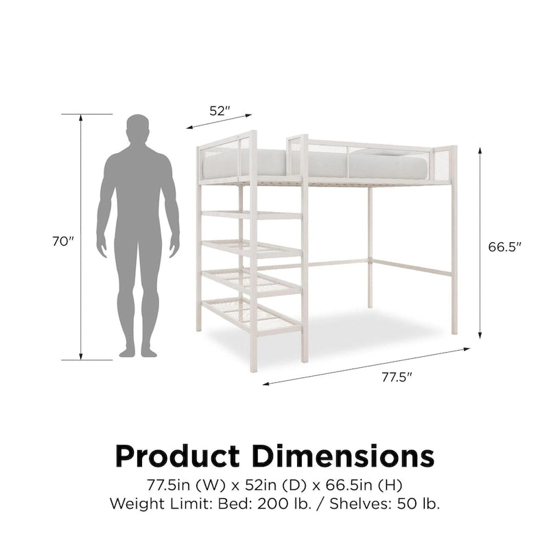 Metal Twin Storage Loft Bed with Bookcase