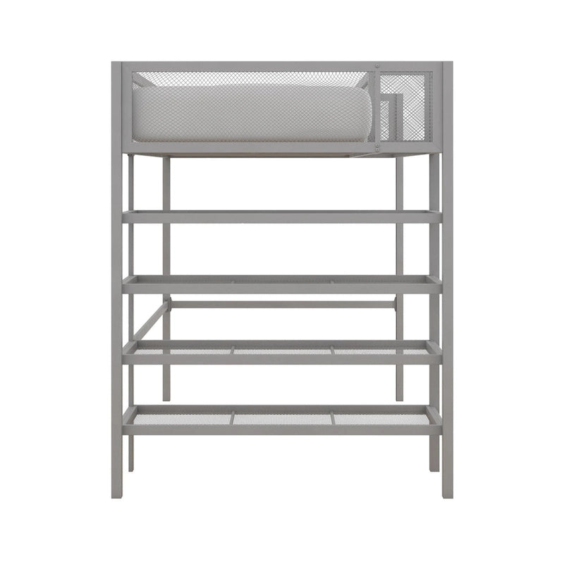 Metal Twin Storage Loft Bed with Bookcase