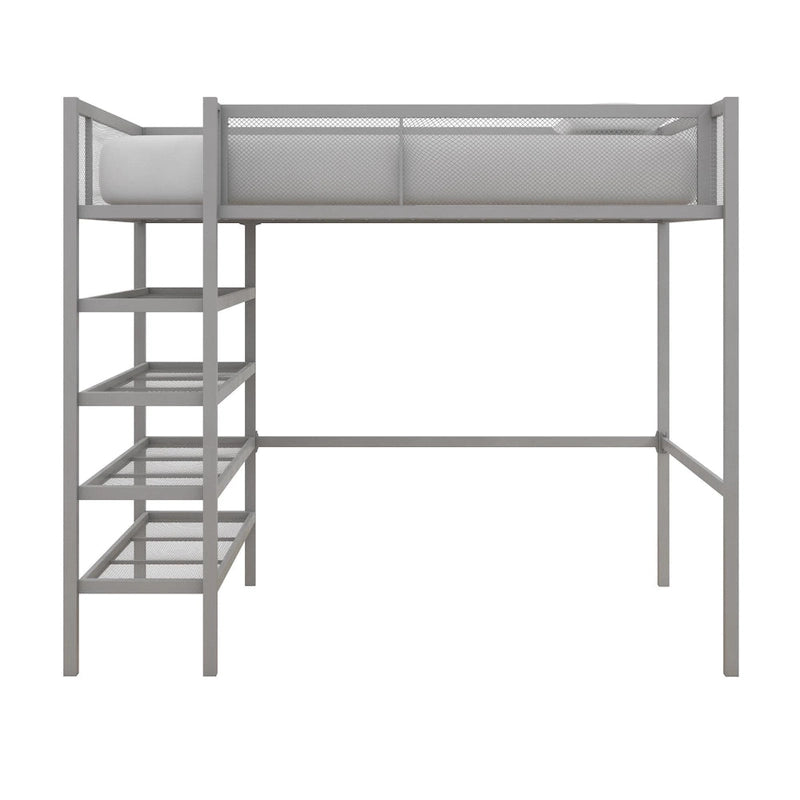 Metal Twin Storage Loft Bed with Bookcase