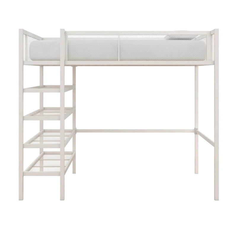 Metal Twin Storage Loft Bed with Bookcase