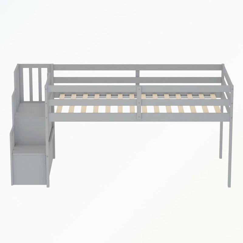 Full Size Loft Bed with Shelves and Desk
