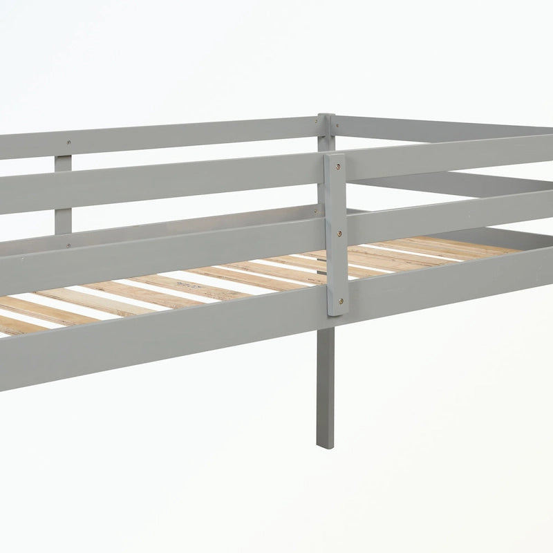 Full Size Loft Bed with Shelves and Desk