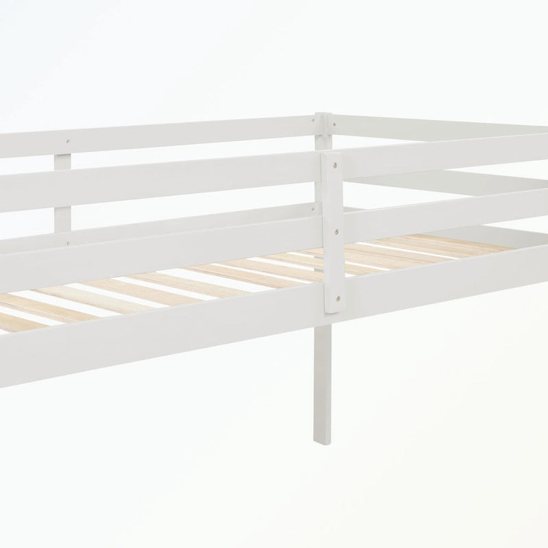 Full Size Loft Bed with Shelves and Desk