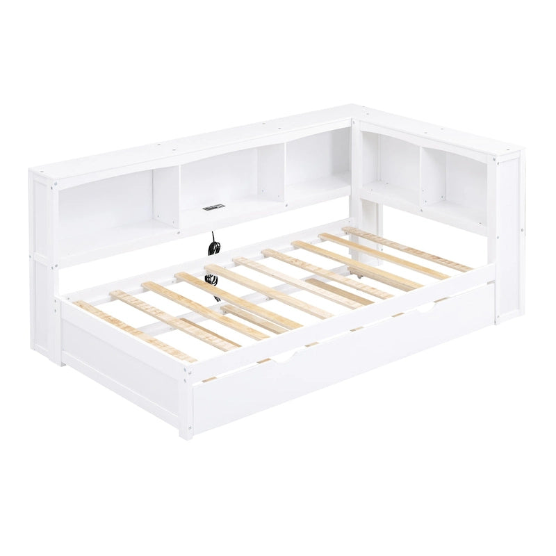 Twin Size Daybed with Trundle, Storage Cabinets and USB Ports