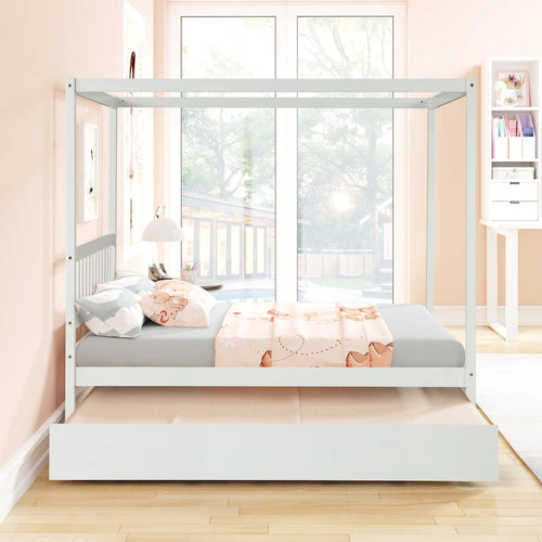 Lit double avec lit gigogne simple