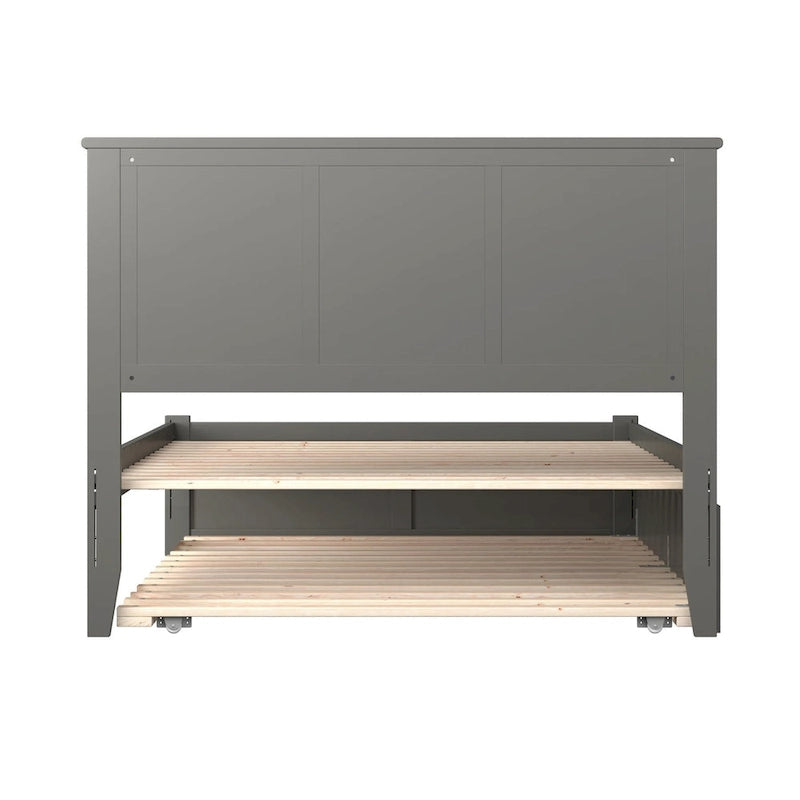 Full Size Platform Bed with Footboard & Full Trundle