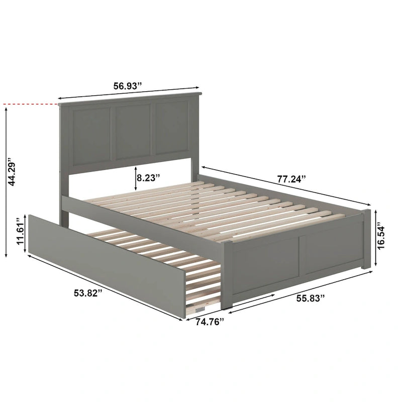 Full Size Platform Bed with Footboard & Full Trundle
