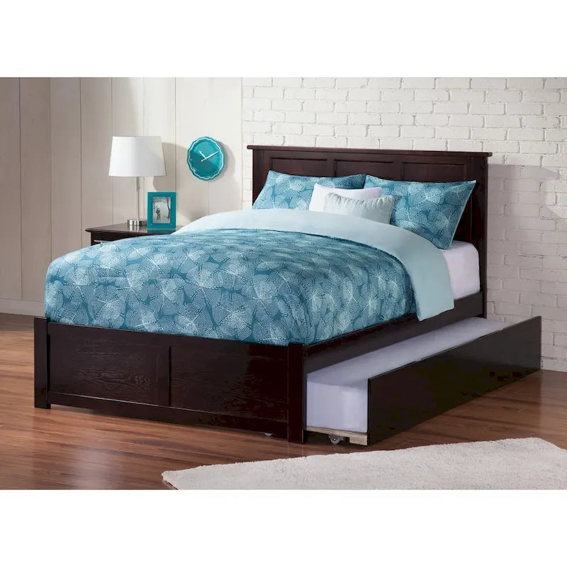 Full Size Platform Bed with Footboard & Full Trundle