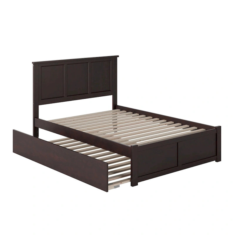 Full Size Platform Bed with Footboard & Full Trundle