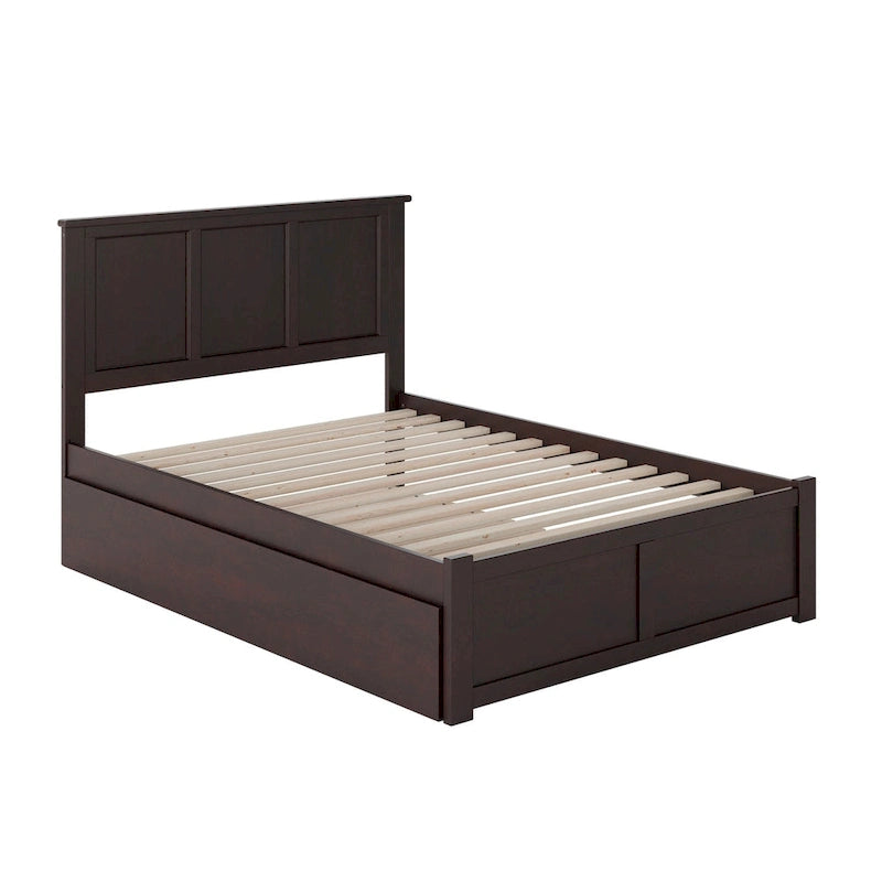 Full Size Platform Bed with Footboard & Full Trundle