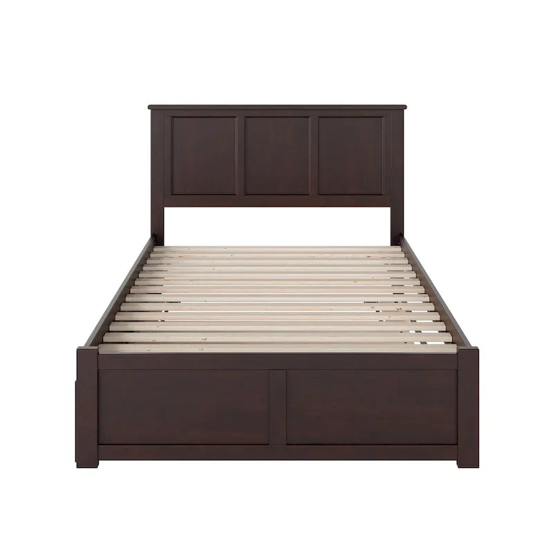 Full Size Platform Bed with Footboard & Full Trundle