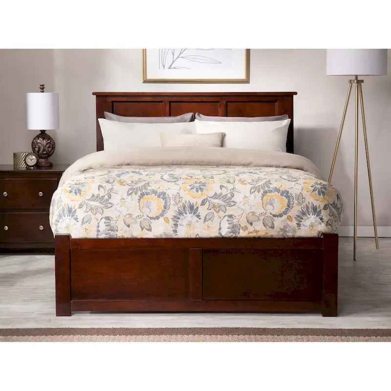 Full Size Platform Bed with Footboard & Full Trundle