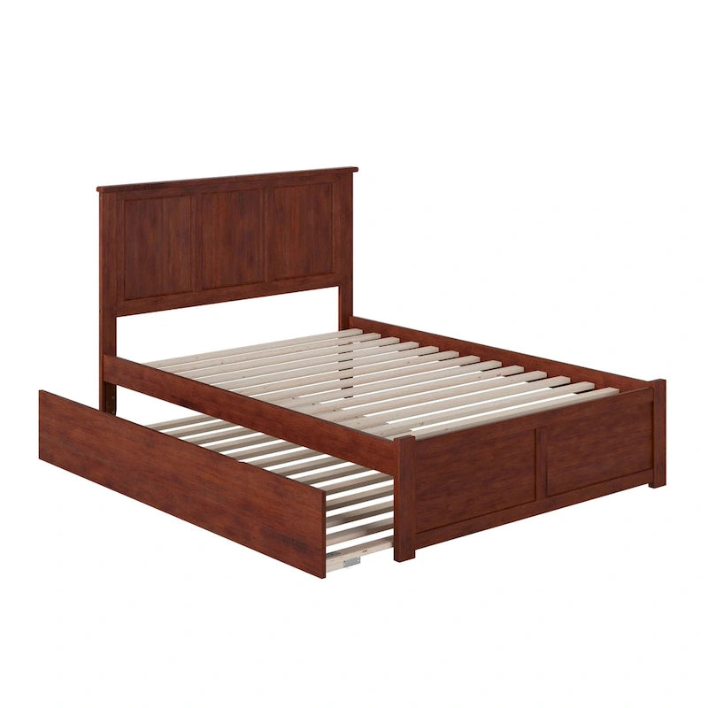 Full Size Platform Bed with Footboard & Full Trundle