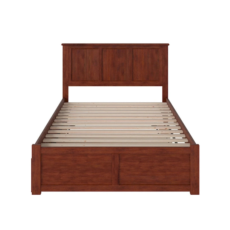 Full Size Platform Bed with Footboard & Full Trundle