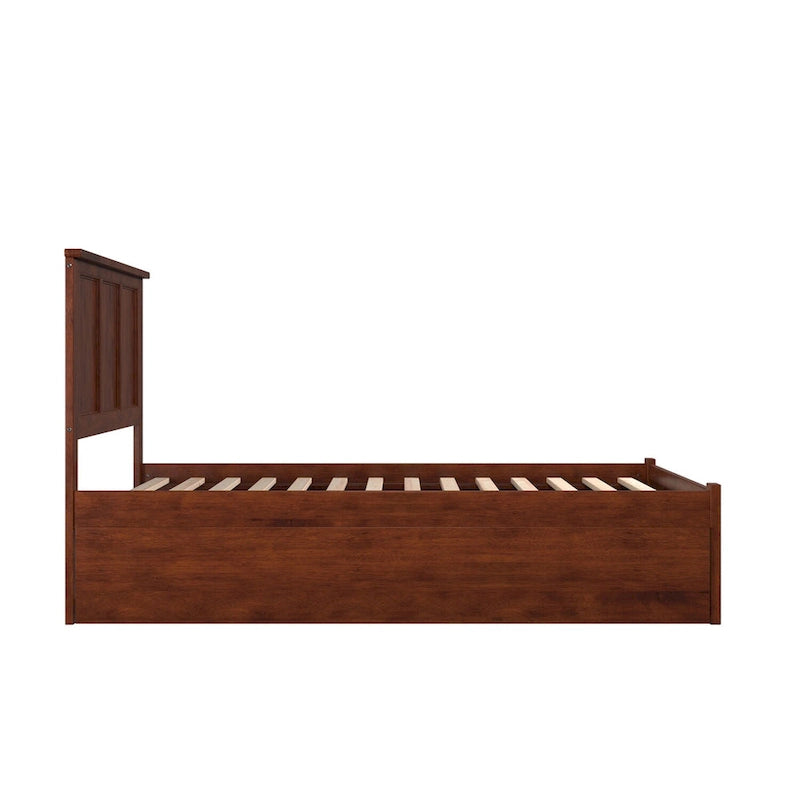 Full Size Platform Bed with Footboard & Full Trundle
