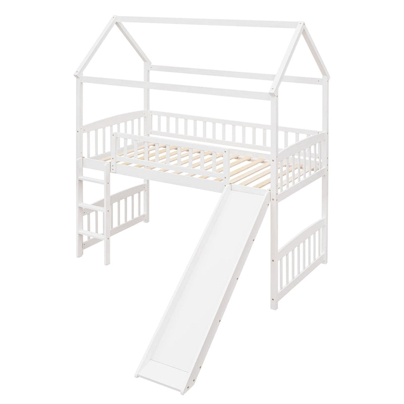 Twin House Bed Loft Bed with Slide
