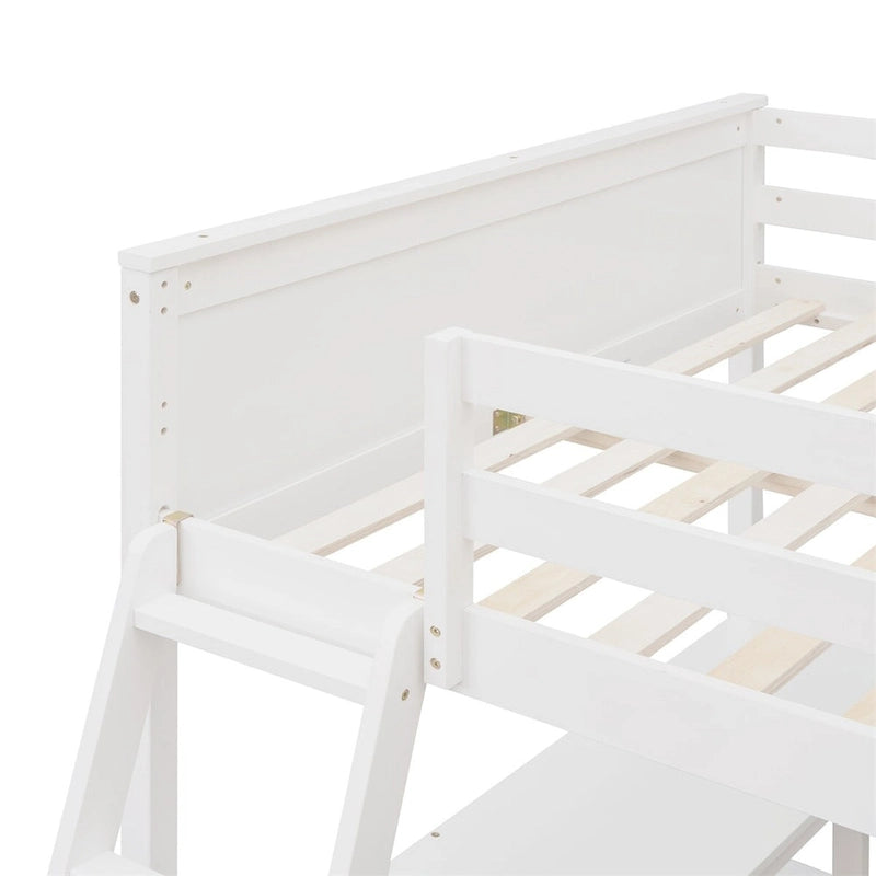 Lit mezzanine double Merax avec étagères et bureau