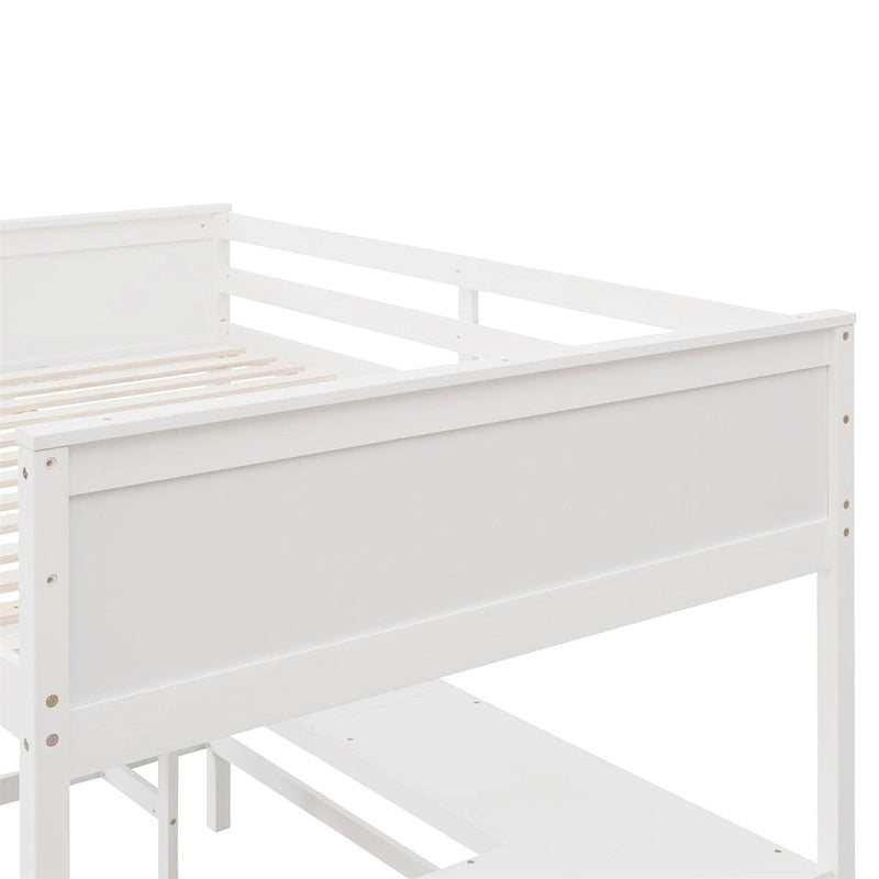 Lit mezzanine double Merax avec étagères et bureau