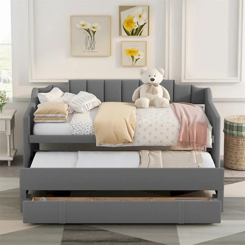 Twin Upholstered Daybed with Trundle & 3 Drawers