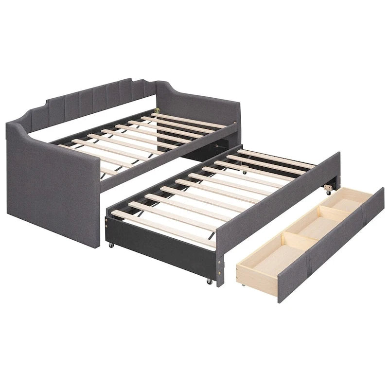 Twin Upholstered Daybed with Trundle & 3 Drawers