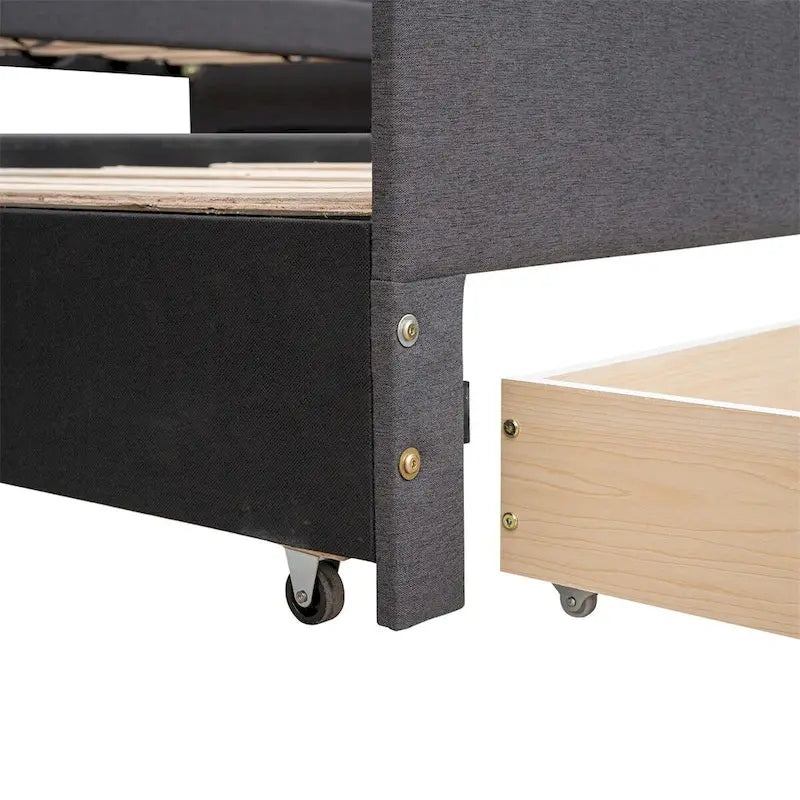 Twin Upholstered Daybed with Trundle & 3 Drawers