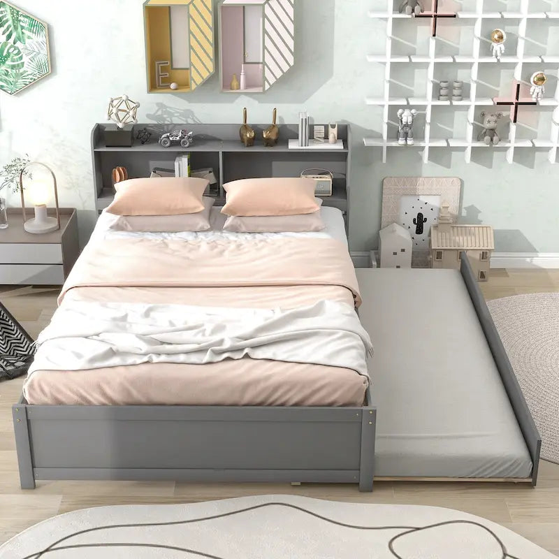 Full Bed with Trundle Bookcase
