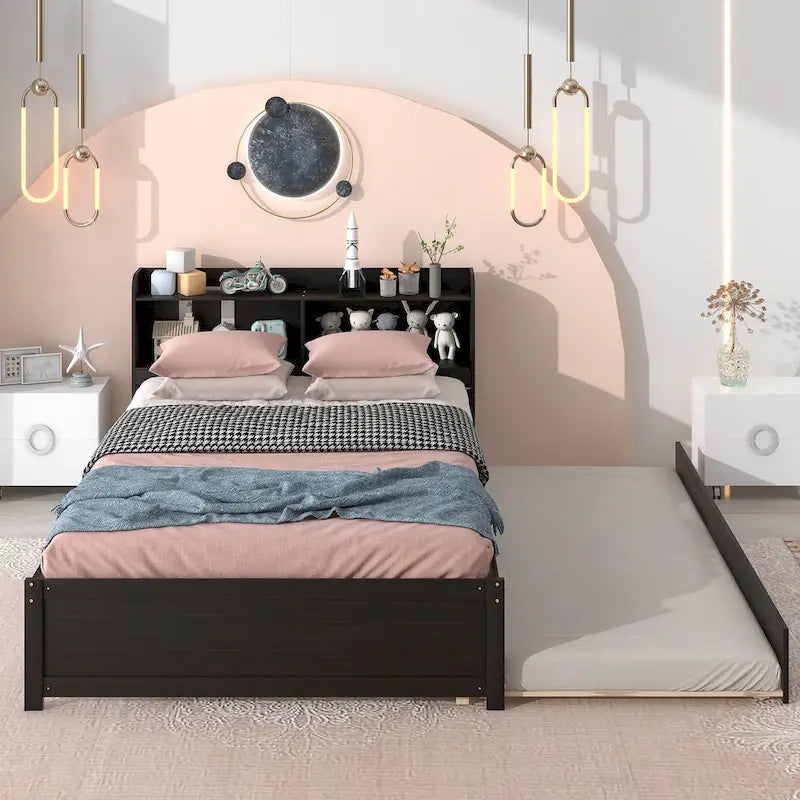 Full Bed with Trundle Bookcase